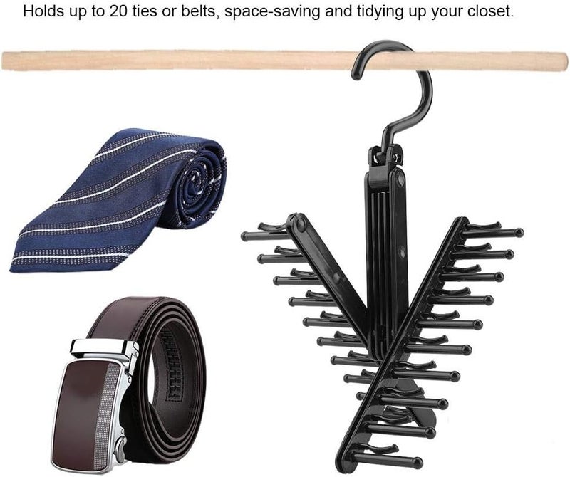 woobles Adjustable Tie Belt Rack Organizer Hanger 360° Rotating Cross X Tie Rack Belt Scarves Hook Hanger Holder Organizer Hold up to 20 Pcs Ties or Belts - Image 1